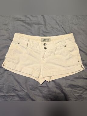 Y2K Guess Crisp White Cotton Low Rise Mini Shorts Size 25